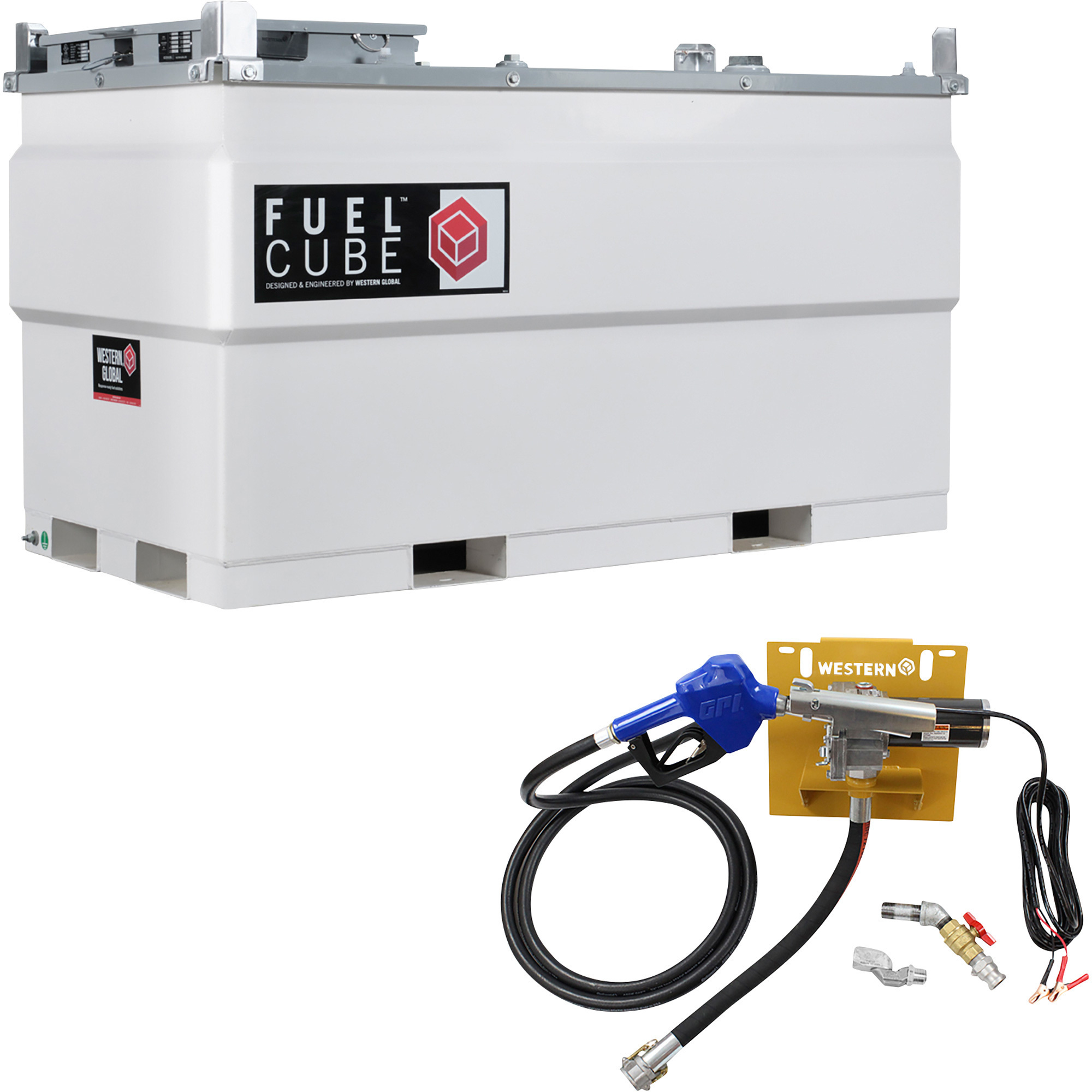 Western Global FuelCube Diesel Fuel Tank Kit with Pump and Fuel Gauge, Model# FCPWN0500-01215GP-SNN
